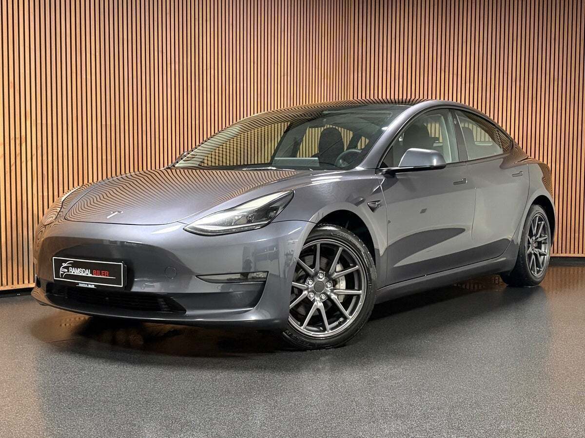 Sort Tesla Model 3 fra 2021 set udefra