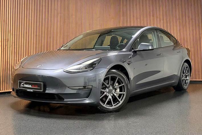 Sort Tesla Model 3 fra 2021 set udefra