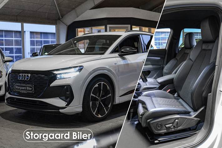 Hvid Audi Q4 e-tron fra 2022 set udefra