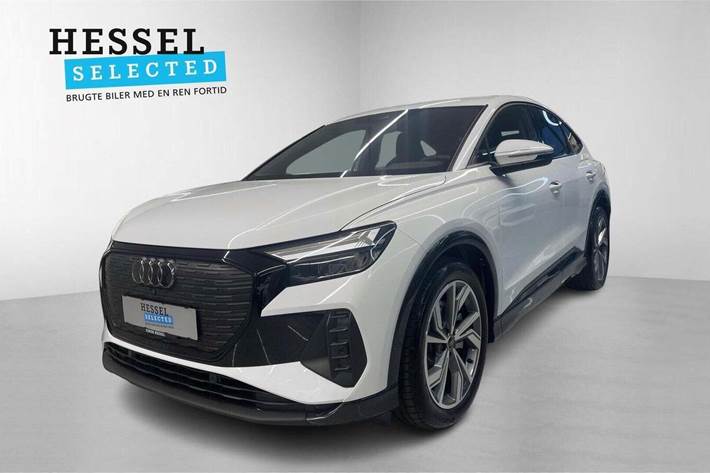 Hvid Audi Q4 e-tron fra 2025 set udefra