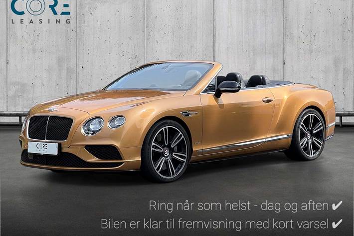 Gul Bentley Continental GTC fra 2016 set udefra