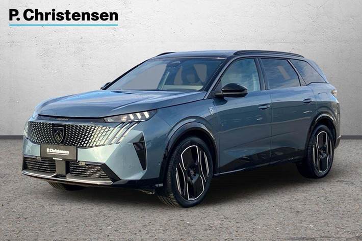 Blå Peugeot e-5008 fra 2024 set udefra