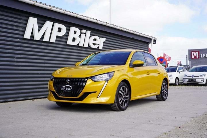 Gul Peugeot 208 fra 2022 set udefra