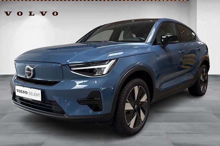 Blå Volvo EC40 fra 2025 set udefra