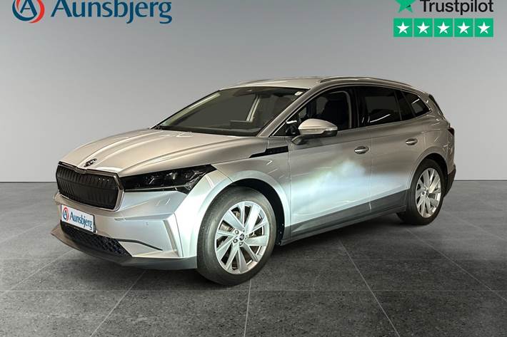 Sølv Skoda Enyaq fra 2021 set udefra