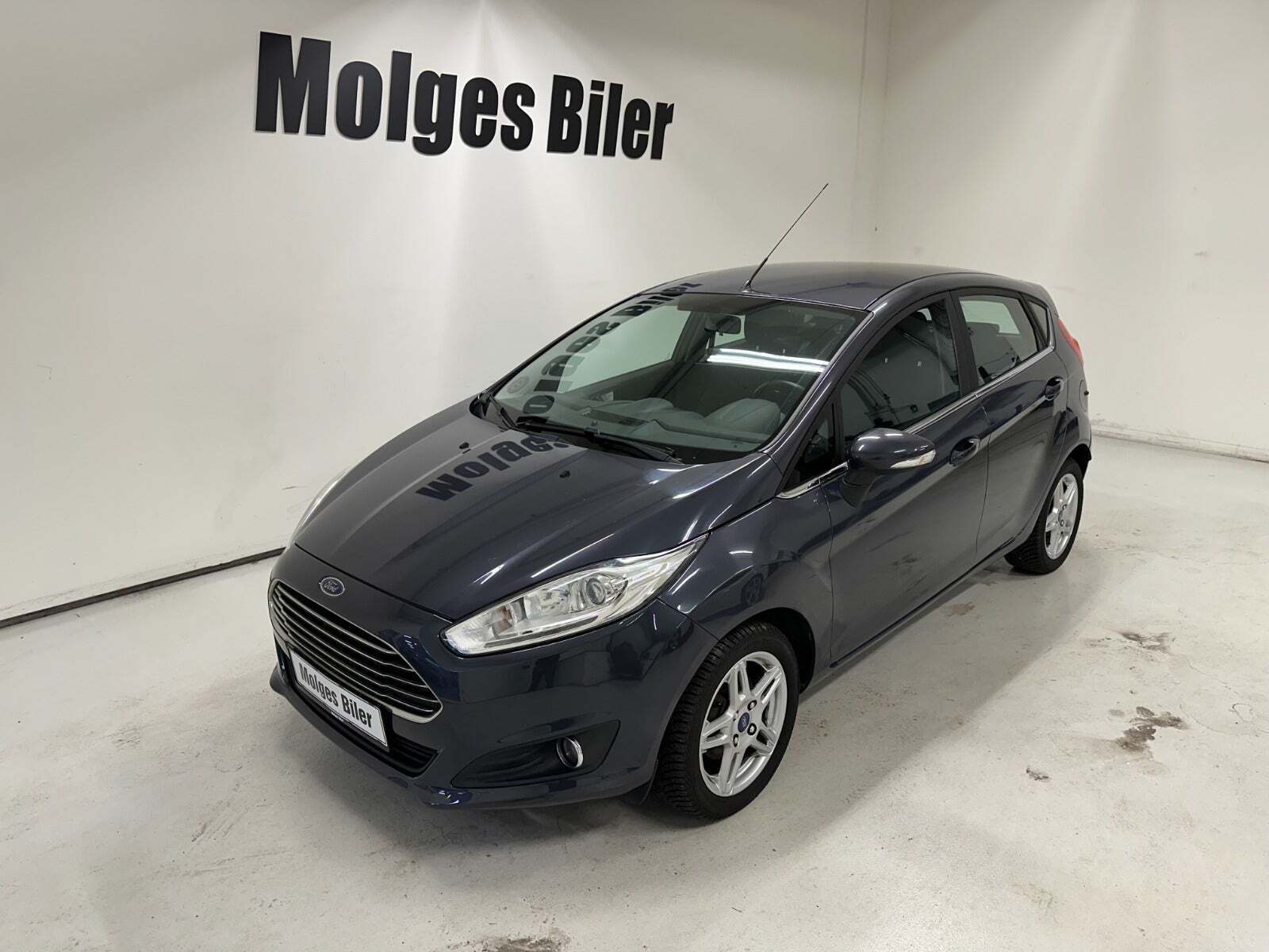 Blå Ford Fiesta fra 2014 set udefra