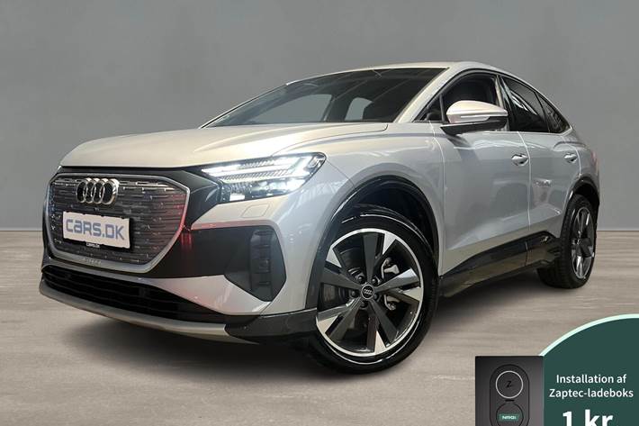 Sølv Audi Q4 fra 2024 set udefra