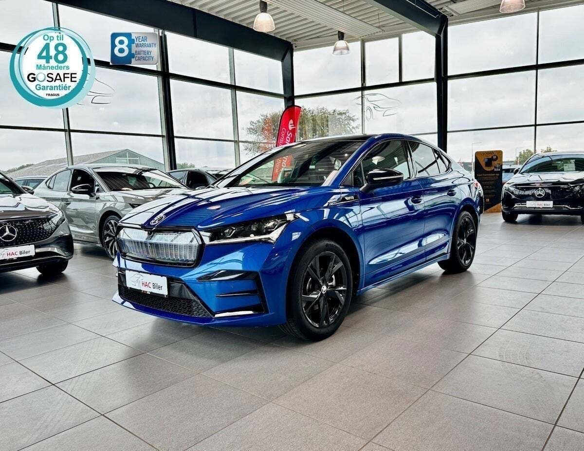 Gul Skoda Enyaq fra 2024 set udefra