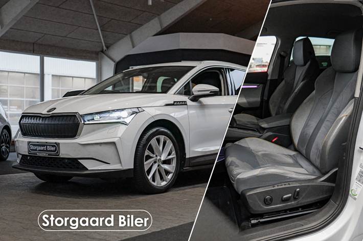 Hvid Skoda Enyaq fra 2021 set udefra