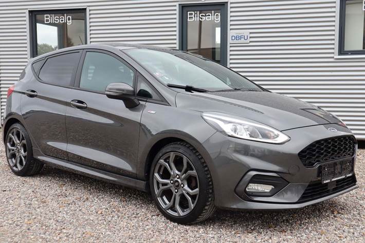 Grå Ford Fiesta fra 2019 set udefra