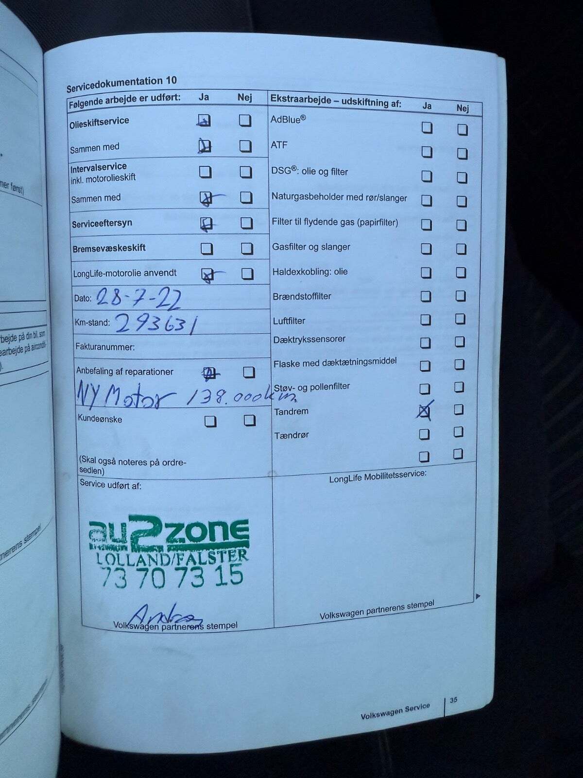 Grøn VW Polo fra 2011