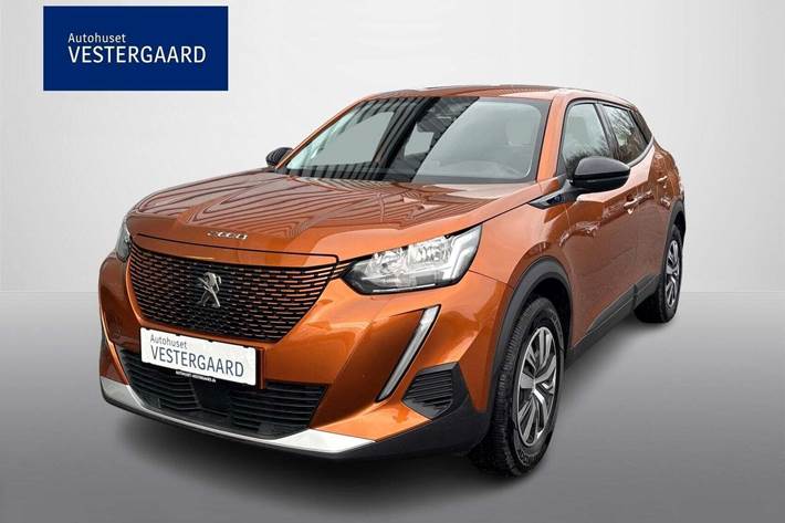 Orange Peugeot e-2008 fra 2022 set udefra