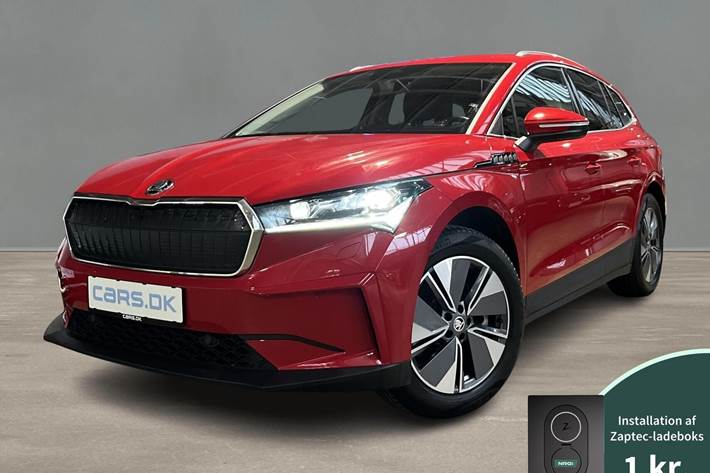 Rød Skoda Enyaq fra 2024 set udefra