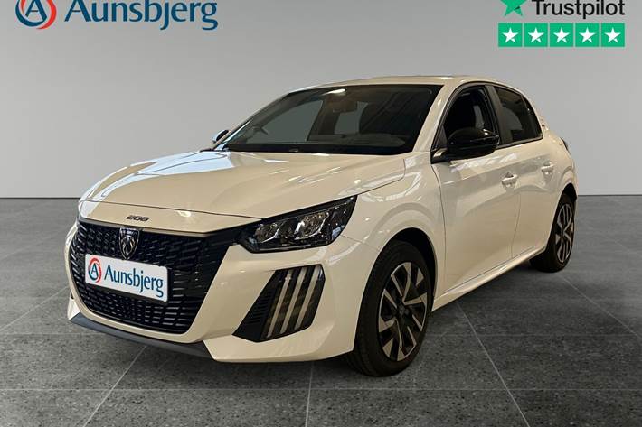 Hvid Peugeot e-208 fra 2025 set udefra