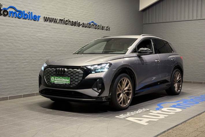 Grå Audi Q4 e-tron fra 2022 set udefra