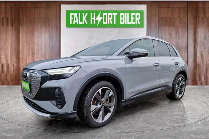 Grå Audi Q4 e-tron fra 2022 set udefra