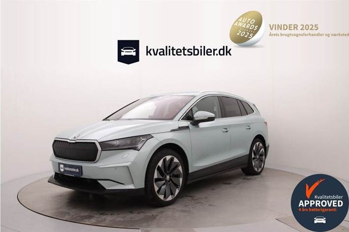 Sølv Skoda Enyaq iV fra 2021 set udefra
