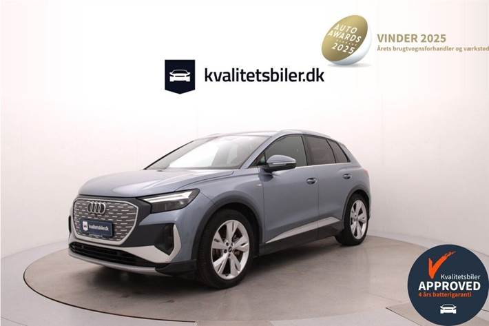 Blå Audi Q4 fra 2022 set udefra
