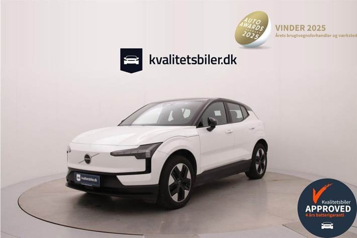 Hvid Volvo EX30 fra 2024 set udefra
