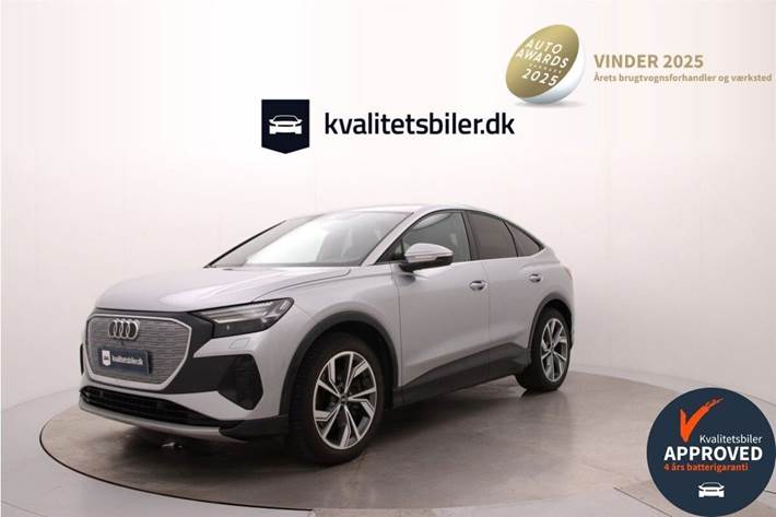 Sølv Audi Q4 fra 2021 set udefra