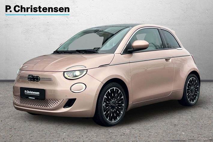 Grå Fiat 500e fra 2023 set udefra