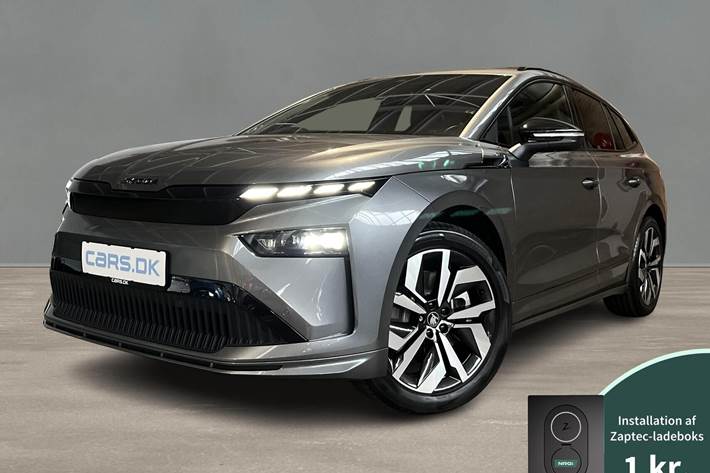 Grå Skoda Enyaq fra 2025 set udefra