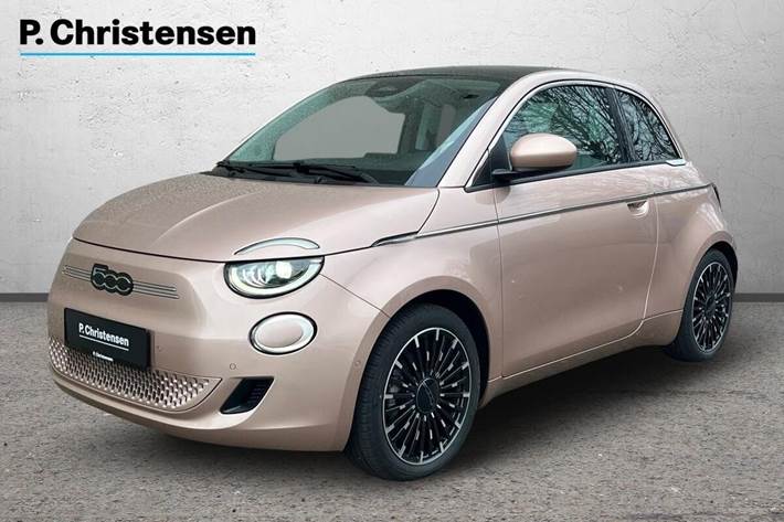 Grå Fiat 500e fra 2023 set udefra
