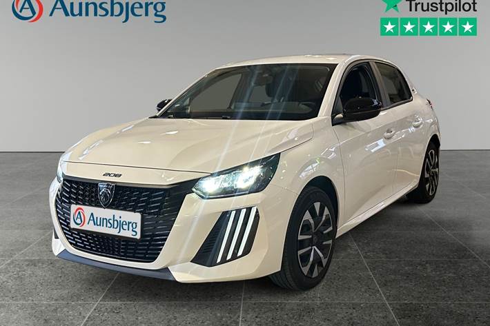 Hvid Peugeot e-208 fra 2025 set udefra