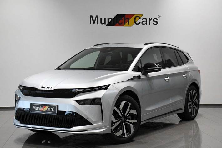 Sølv Skoda Enyaq fra 2026 set udefra