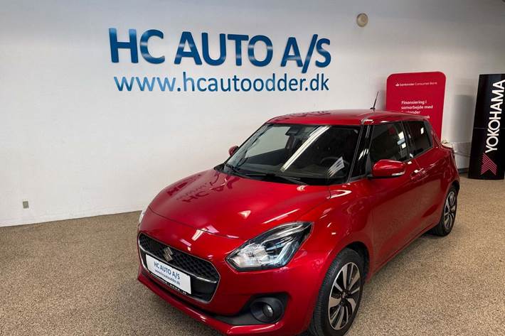 Rød Suzuki Swift fra 2019 set udefra