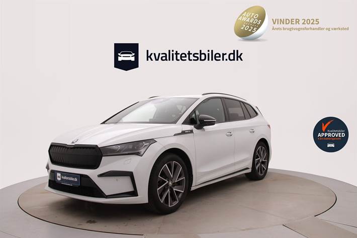 Hvid Skoda Enyaq fra 2022 set udefra
