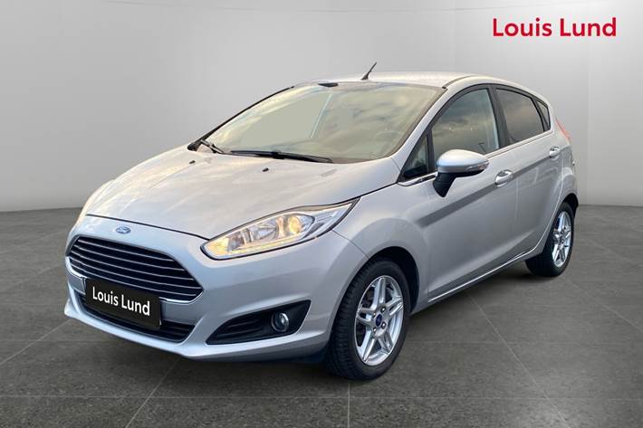 Sølv Ford Fiesta fra 2014 set udefra