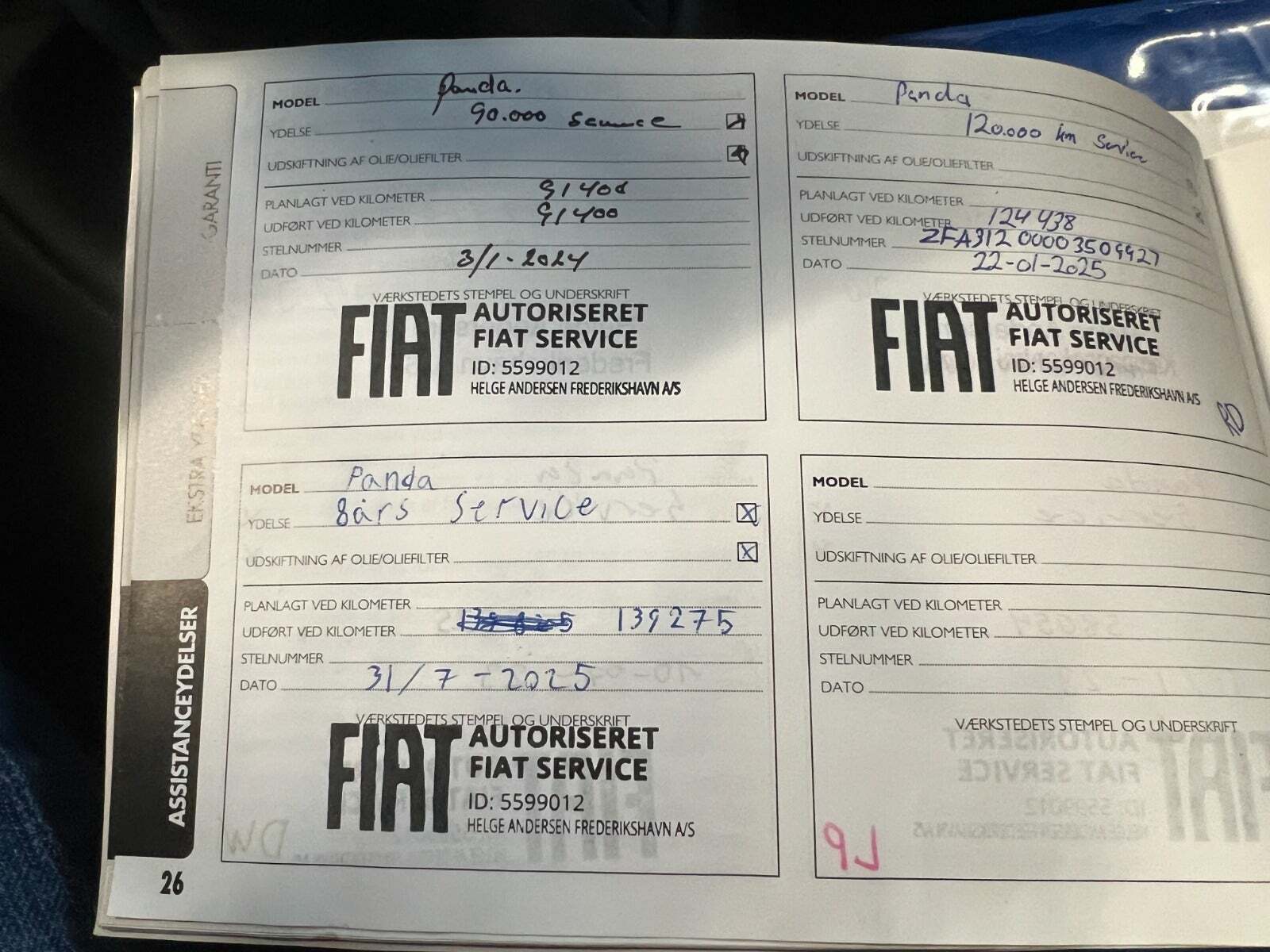 Sølv Fiat Panda fra 2012