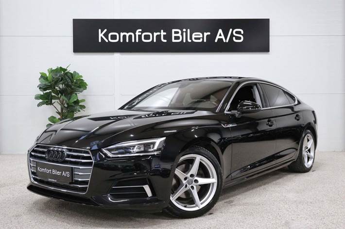 Sort Audi A5 fra 2018 set udefra