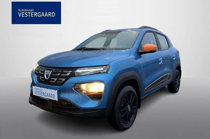 Blå Dacia Spring fra 2022 set udefra