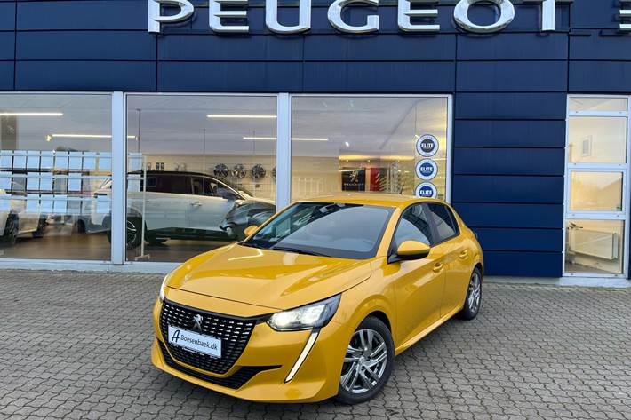 Gul Peugeot 208 fra 2021 set udefra