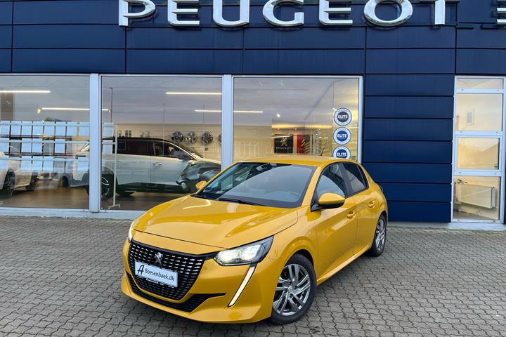 Gul Peugeot 208 fra 2021 set udefra