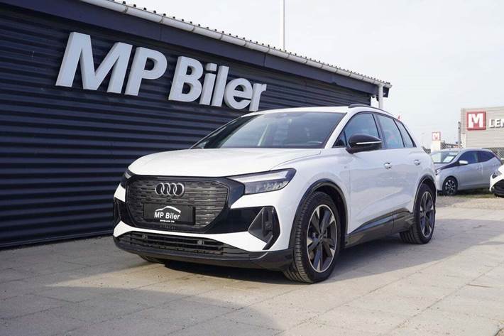Hvid Audi Q4 e-tron fra 2021 set udefra