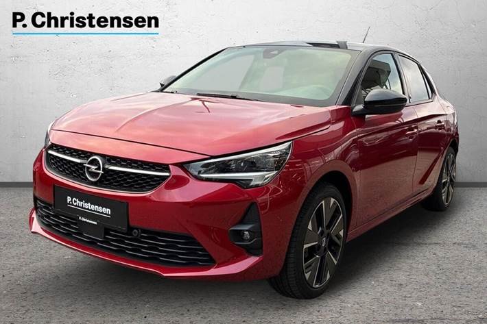Rød Opel Corsa-e fra 2023 set udefra