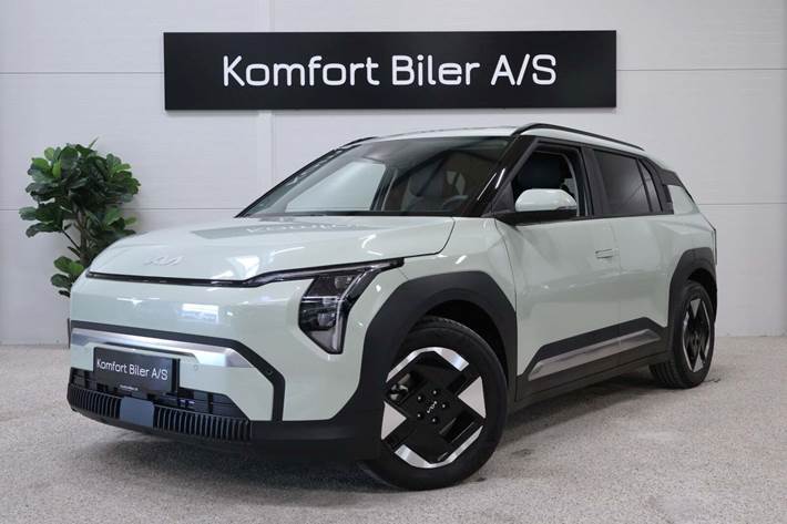 Grøn Kia EV3 fra 2025 set udefra