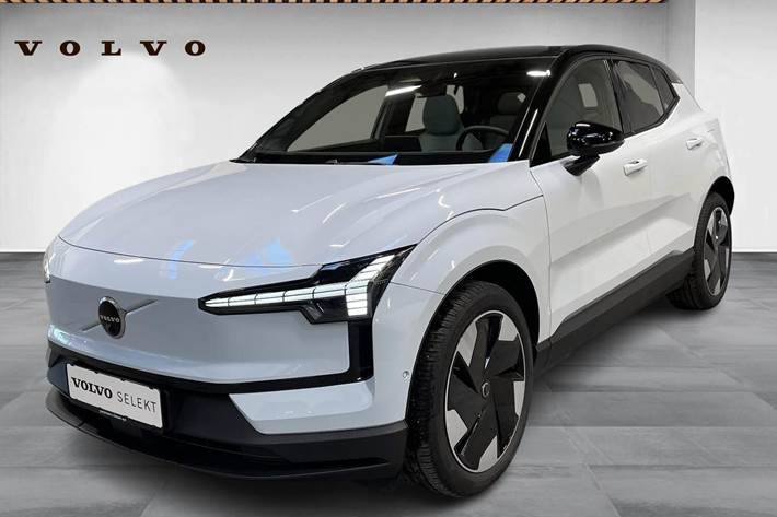 Blå Volvo EX30 fra 2025 set udefra