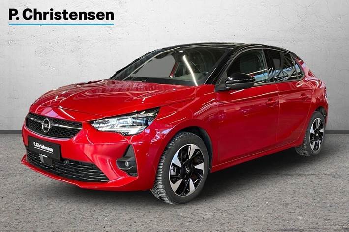 Rød Opel Corsa-e fra 2023 set udefra