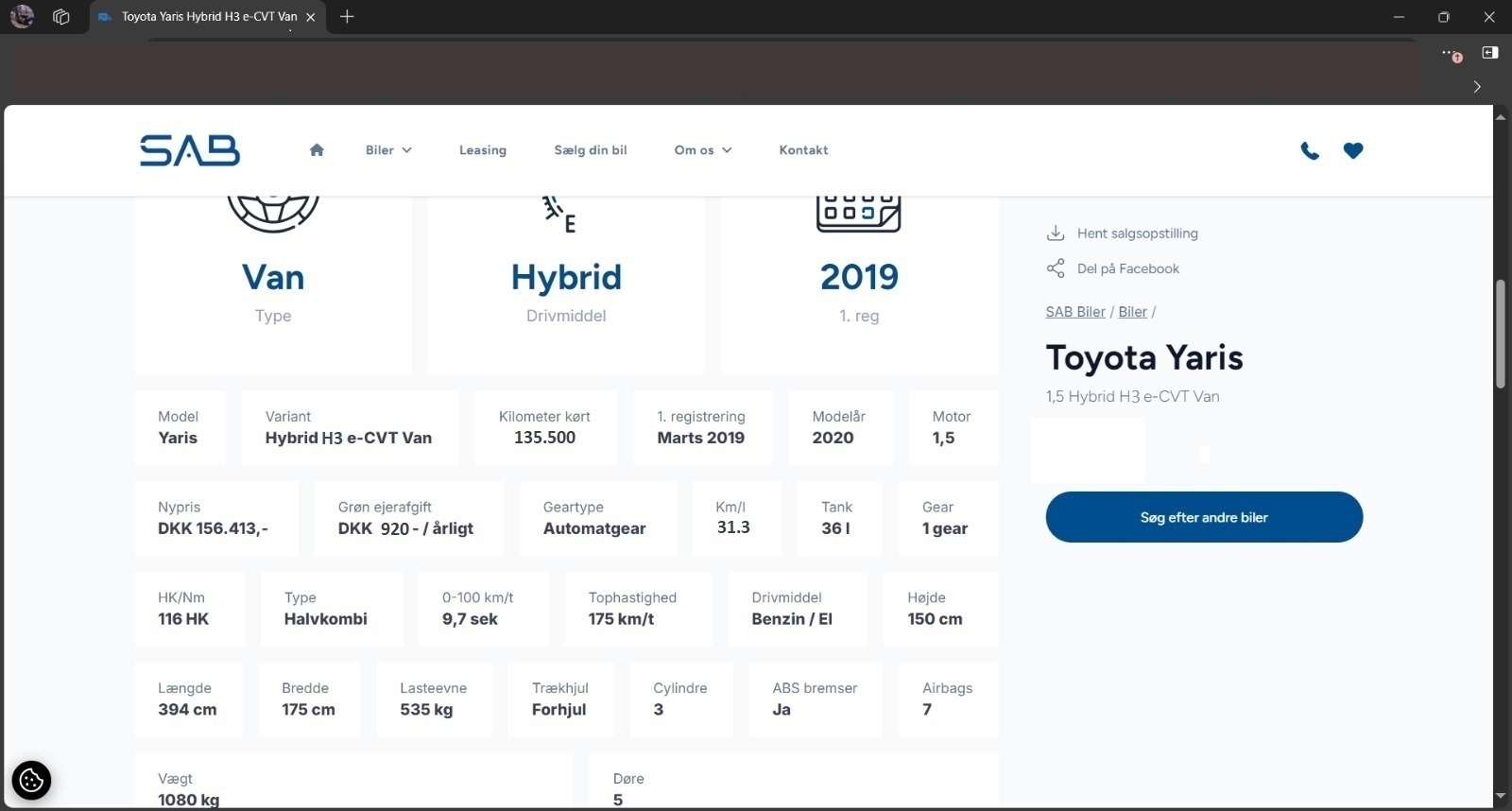 Toyota Yaris 1,5 1,5 hybrid h3 e-cvt van