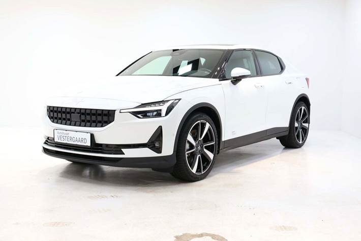 Hvid Polestar 2 fra 2023 set udefra