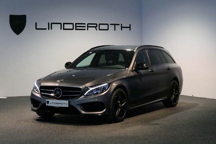 Grå Mercedes C200 fra 2017 set udefra