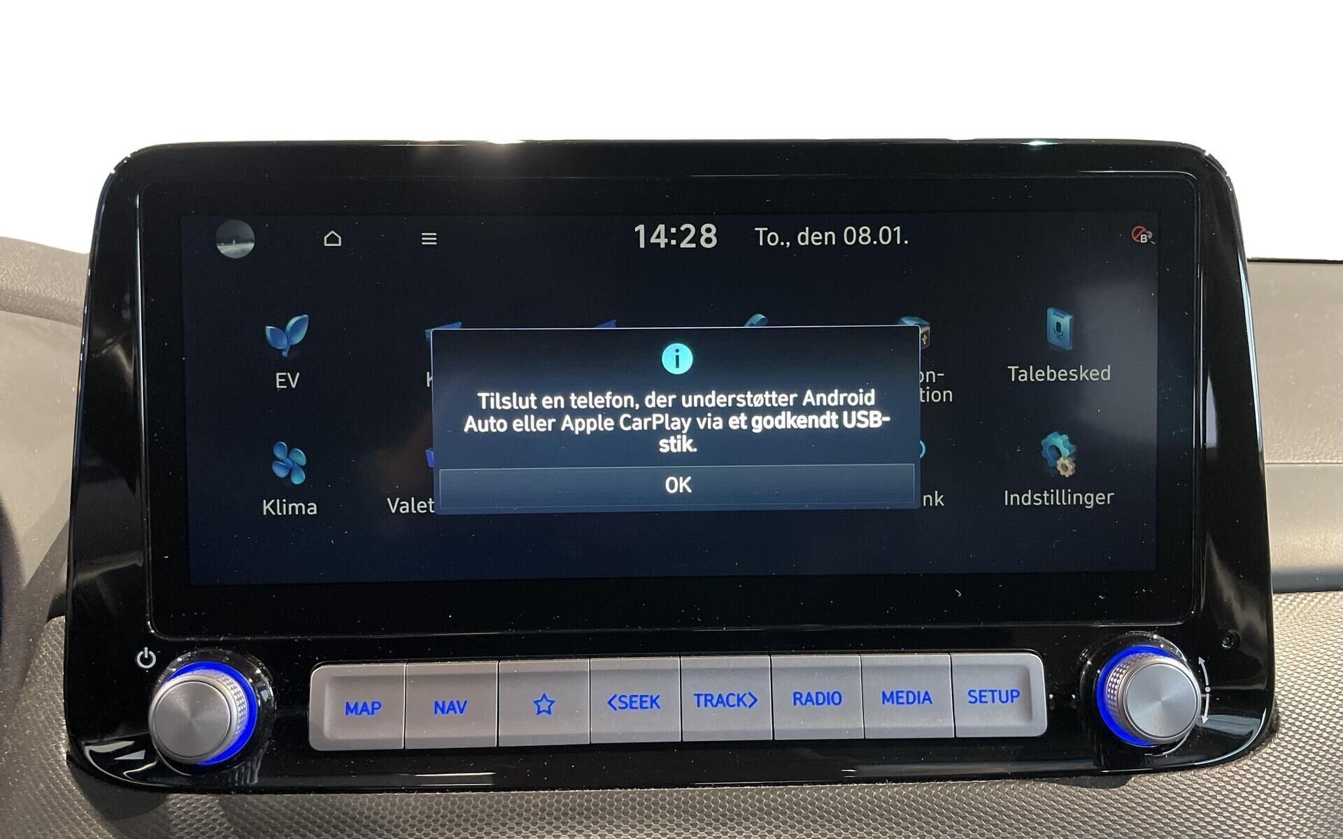 Blå Hyundai Kona fra 2020