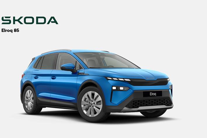 Blå Skoda Elroq fra 2026 set udefra