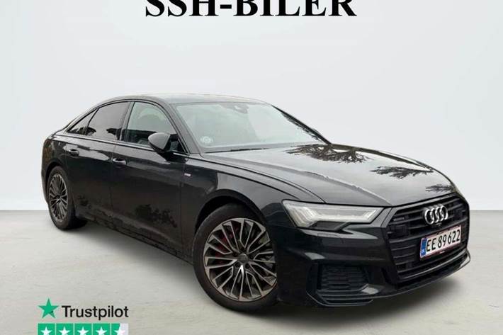 Sort Audi A6 fra 2021 set udefra