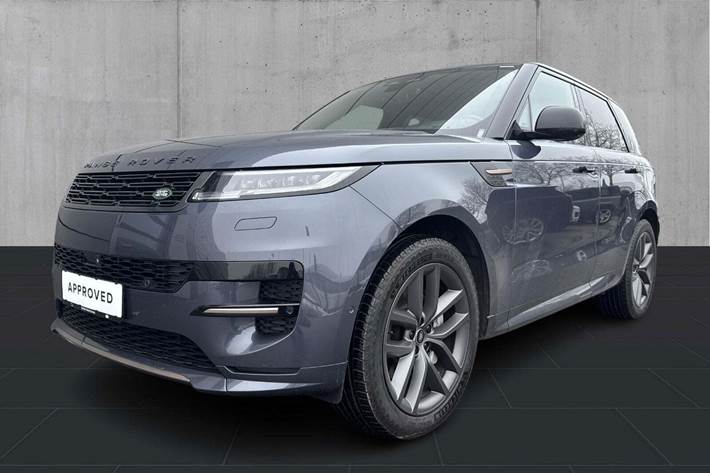 Blå Land Rover Range Rover sport fra 2025 set udefra