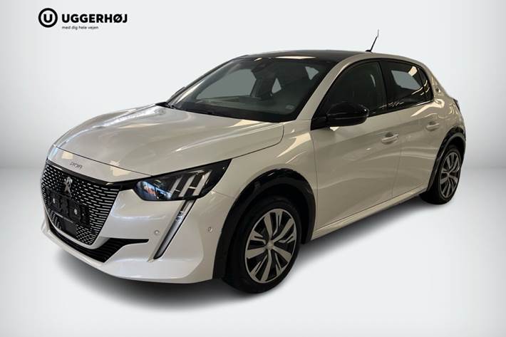 Hvid Peugeot e-208 fra 2020 set udefra